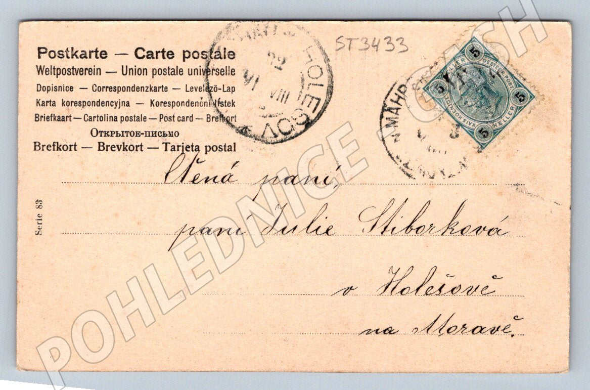 Pohlednice ruční text a známka etnografie a doprava (ST3433)