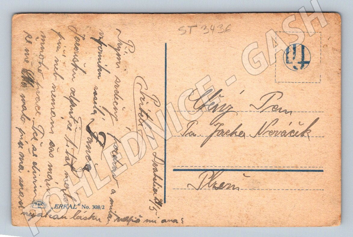 Pohlednice vintage ženy umělecká kresba erkal (ST3436)