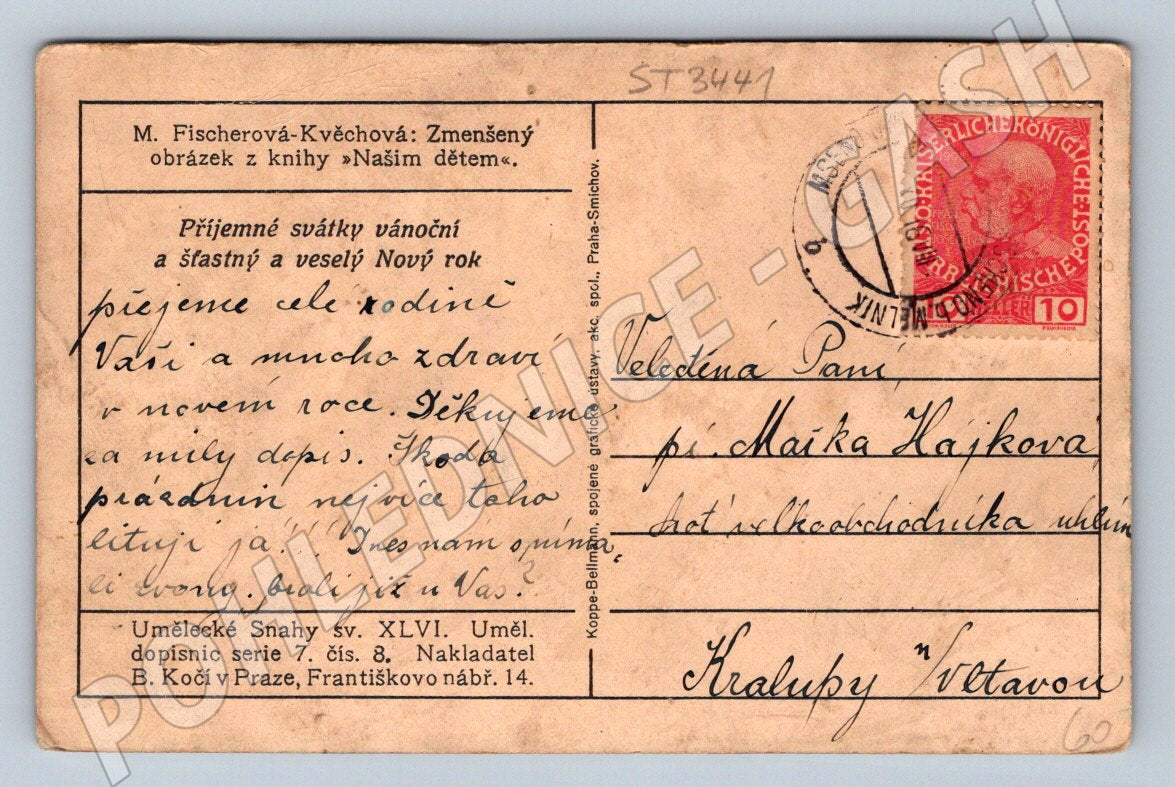 Postcard m. fischerová kvěchová ethnography 1920s (ST3441)
