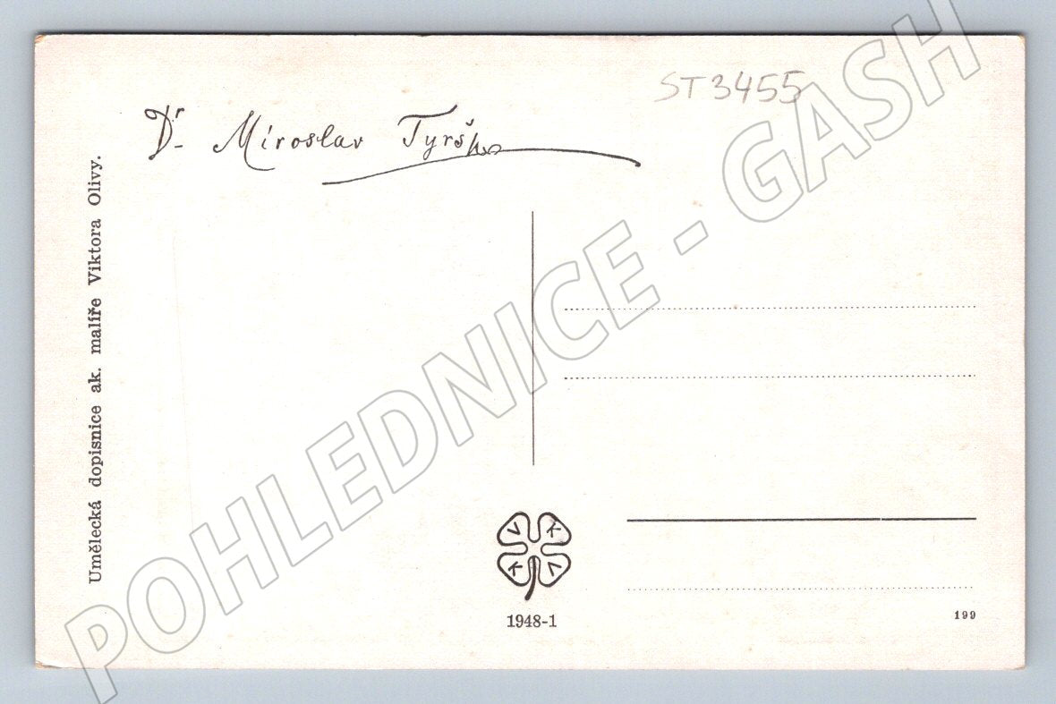 Postcard Dr. Miroslav Tyrš Portrait Viktor Oliva (ST3455)