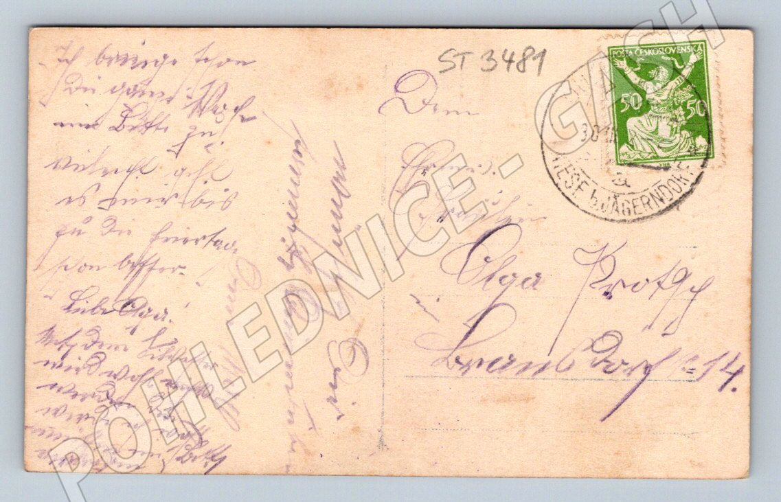 Postcard New Year's children colored Czechoslovakia until 1950 (ST3481)