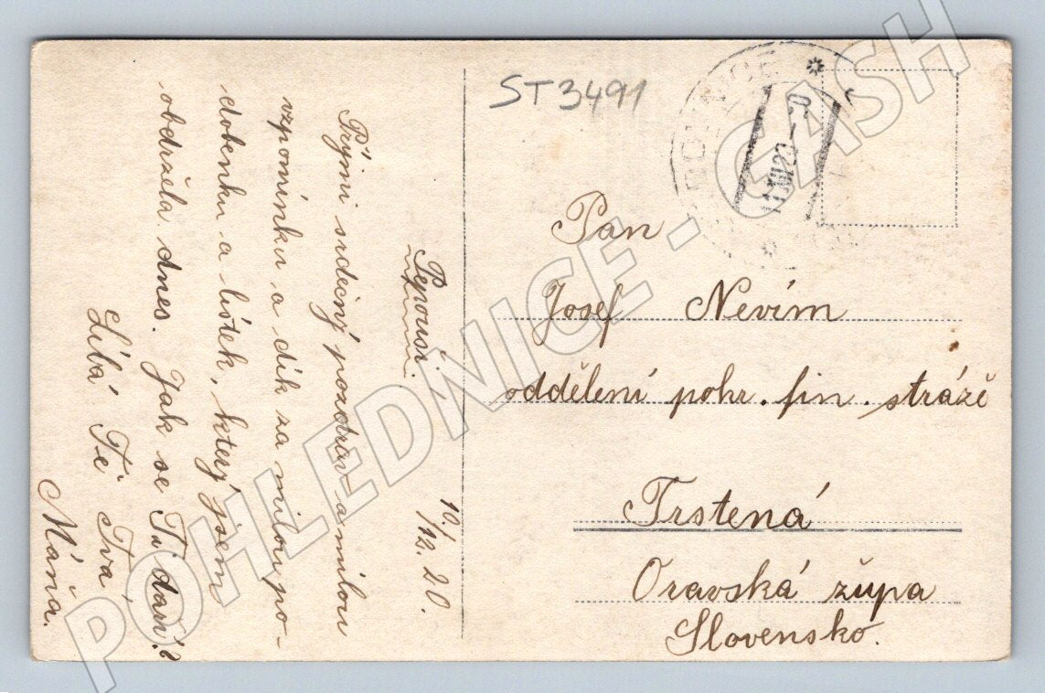 Postcard hand-colored woman in the Czechoslovak landscape until 1950 (ST3491)