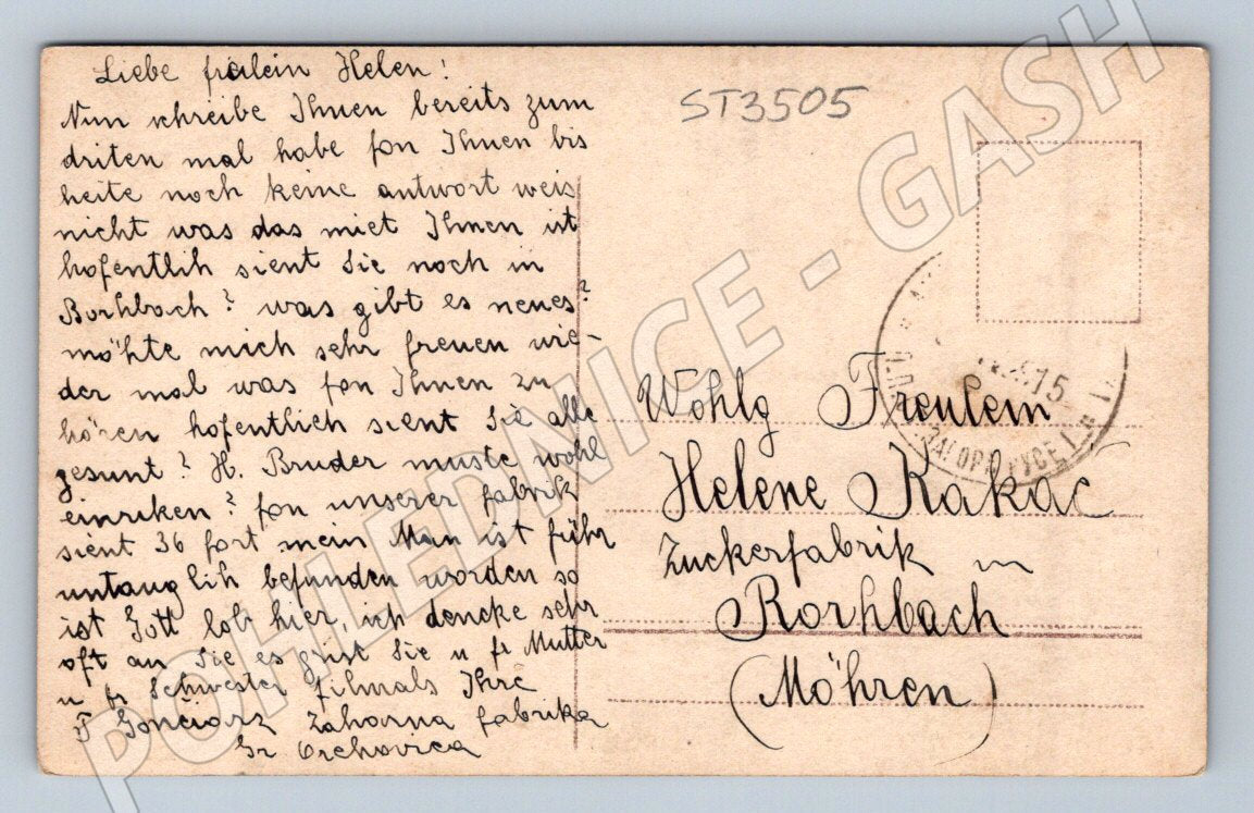 Postcard colored woman with flowers circa 1915 (ST3505)