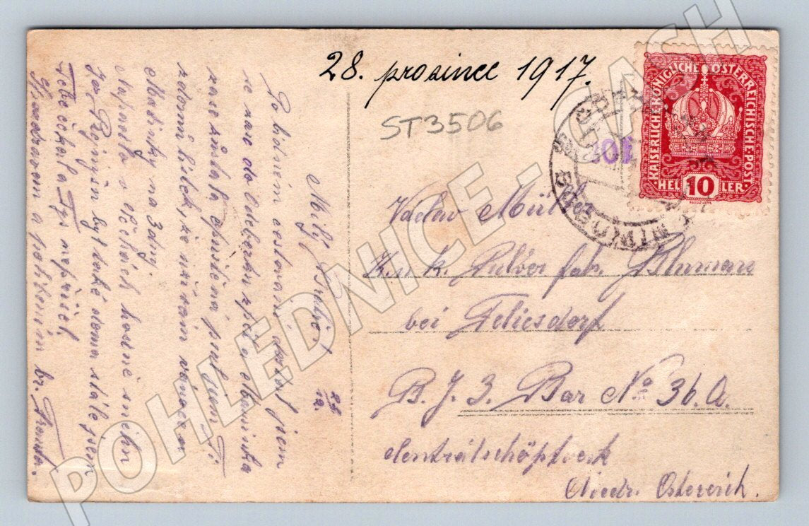 Postcard 1917 ethnography girl in traditional costume Austria-Hungary (ST3506)