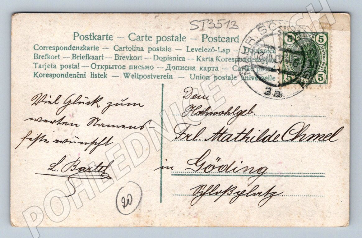 Postcard woman in traditional costume colored circa 1900 Austria-Hungary (ST3513)