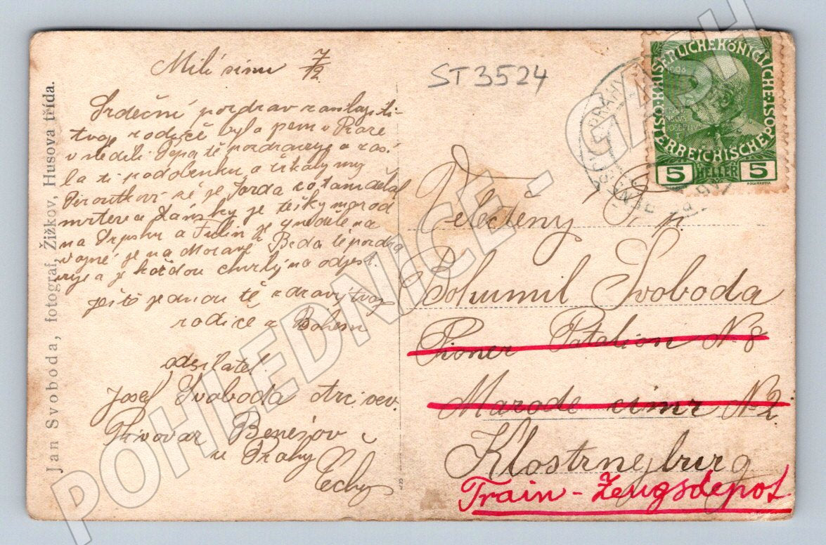 Postcard portrait of a young man Žižkov rak uh mf (ST3524)