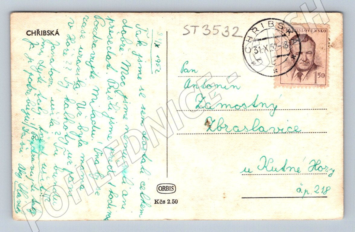 Postcard Chřibská hist mf 1952 (ST3532)