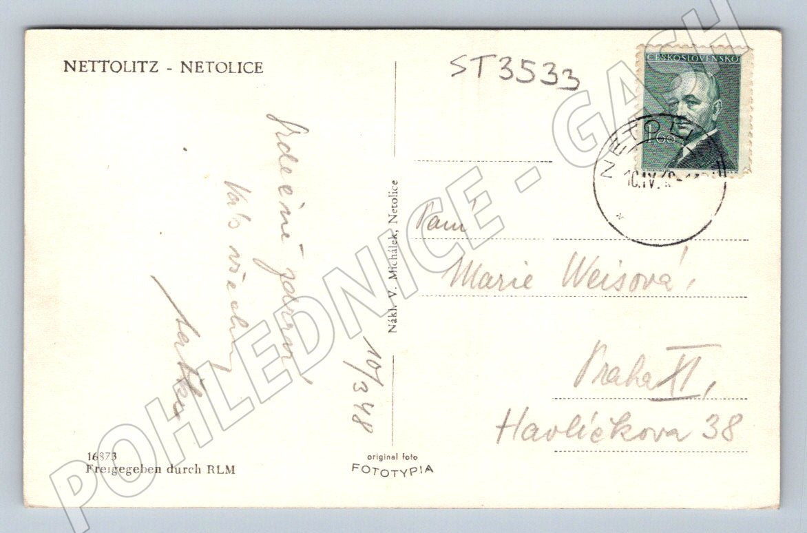 Postcard netolice hist mf used (ST3533)
