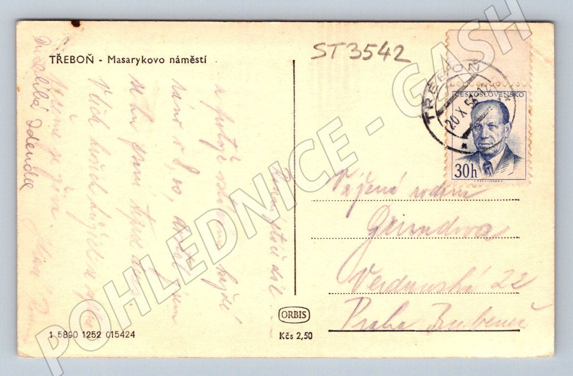 Postcard Třeboň Masaryk Old Town MF (ST3542)
