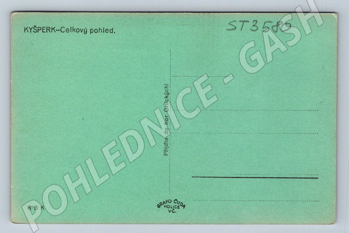Postcard Kyšperk Letohrad general view of the Stará Orlické hory (ST3580)