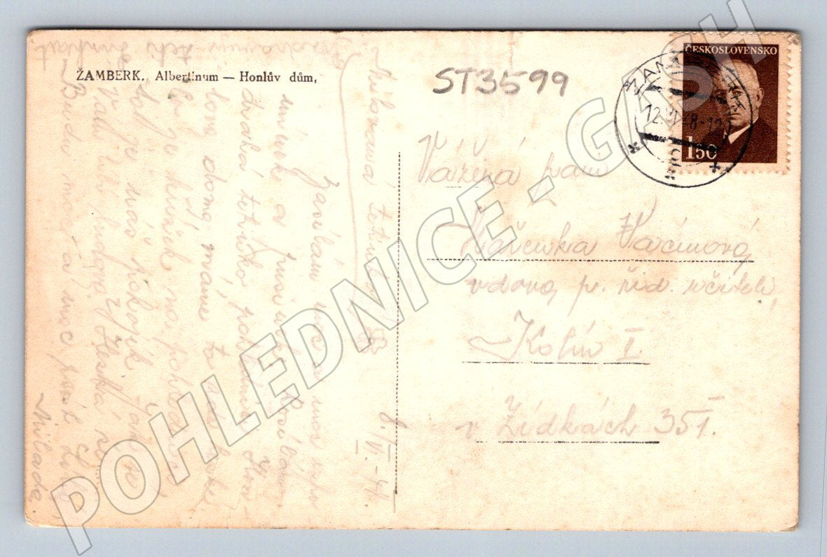 Postcard Žamberk Honlův dům Albertinum old post office (ST3599)
