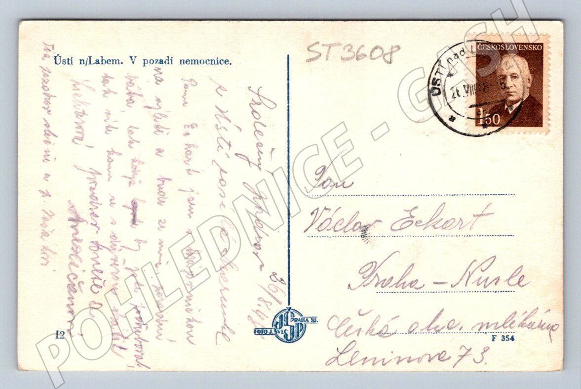 Postcard of the Elbe estuary with a hospital in the background, black and white, 1948 (ST3608)