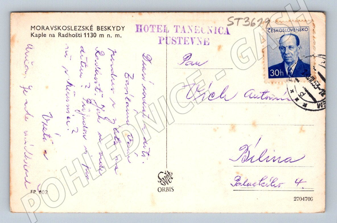 Postcard Chapel in Radhošt Moravian-Silesian Beskydy Mountains (ST3619)