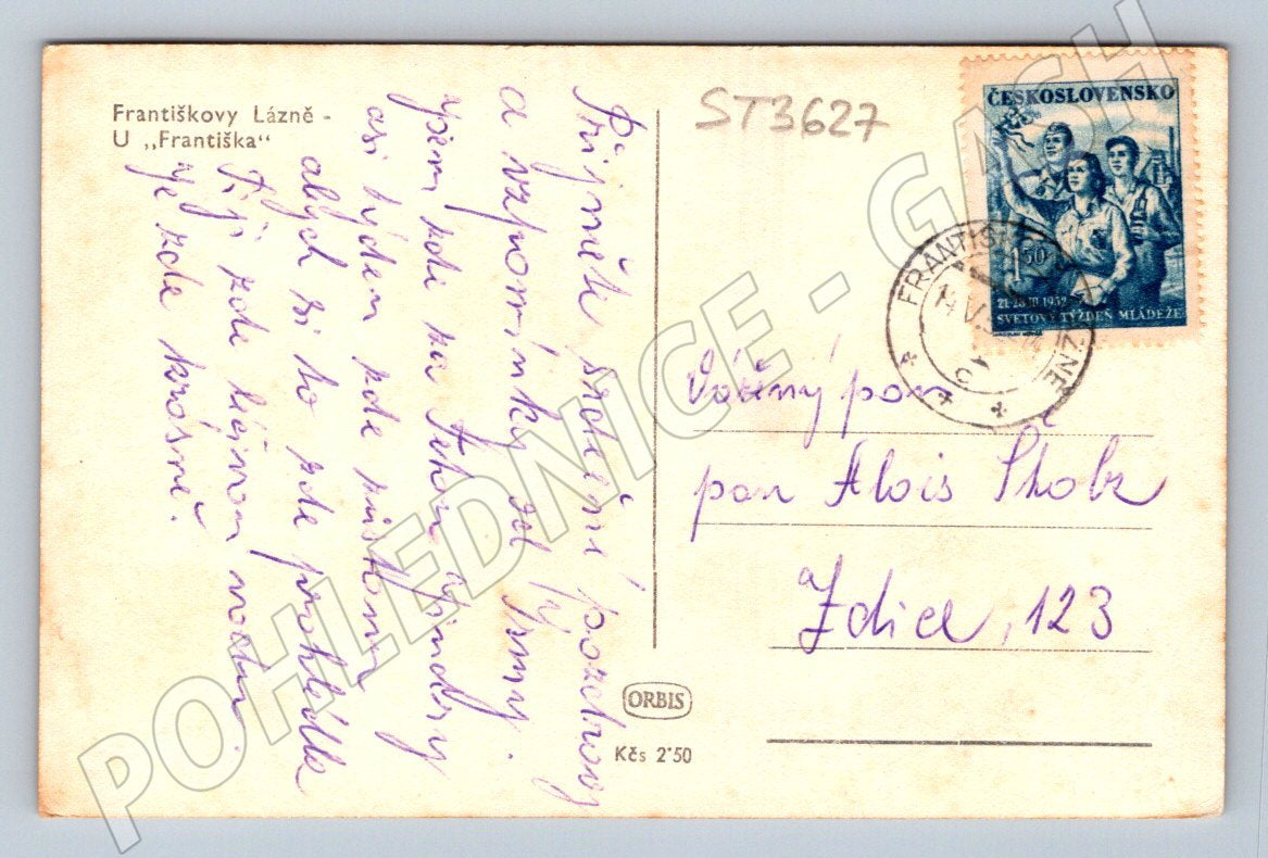 Postcard Františkovy Lázně statue of Francis (ST3627)