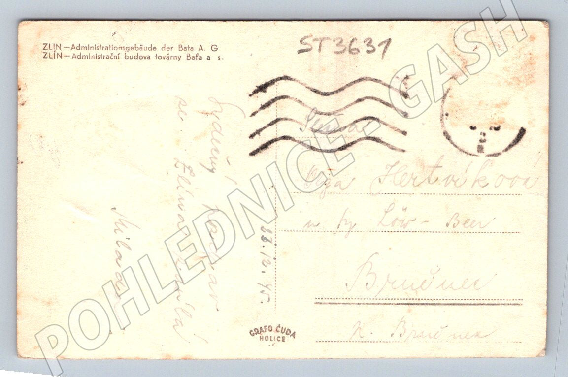 Postcard Zlín administrative building Baťa (ST3631)