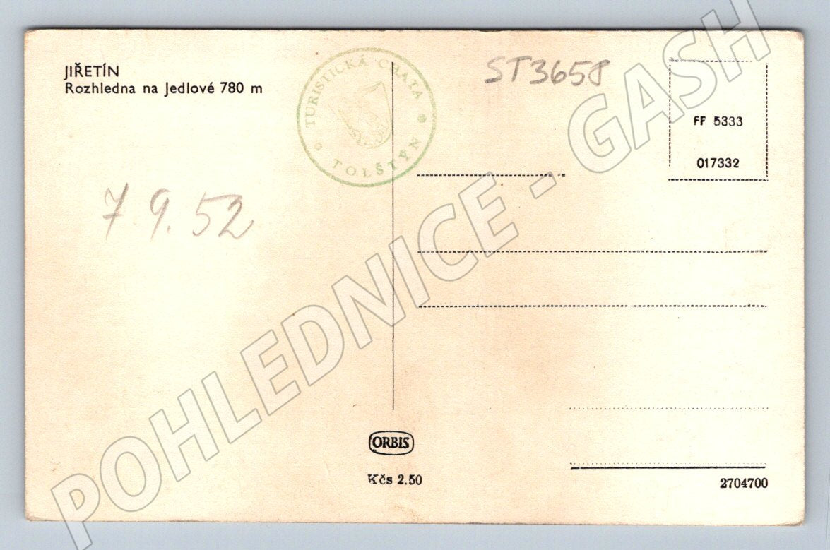 Postcard Jiřetín lookout tower Jedlová (ST3658)