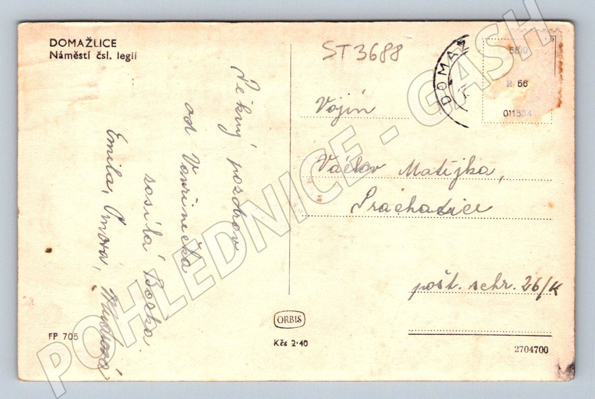 Postcard Domažlice historical square (ST3688)