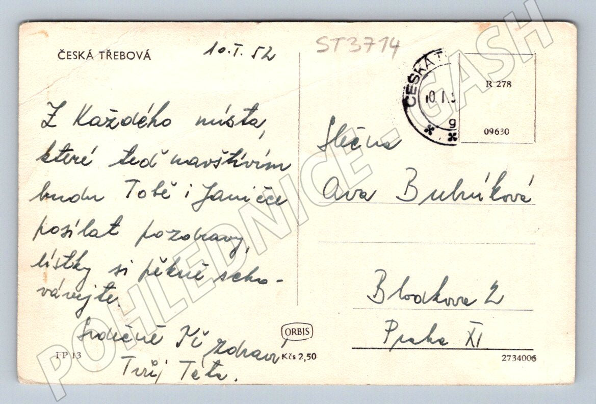 Postcard Ceska Třebová Square (ST3714)