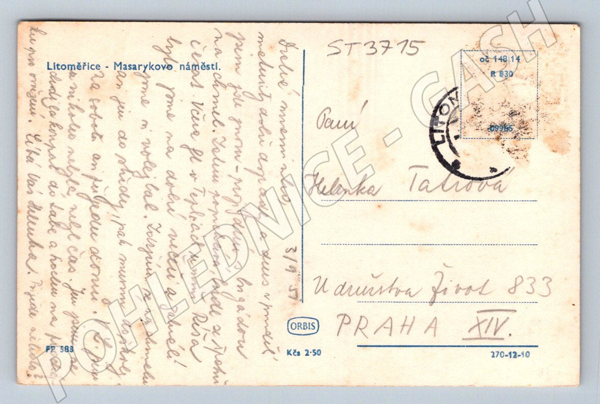 Postcard Litoměřice Masaryk Square (ST3715)