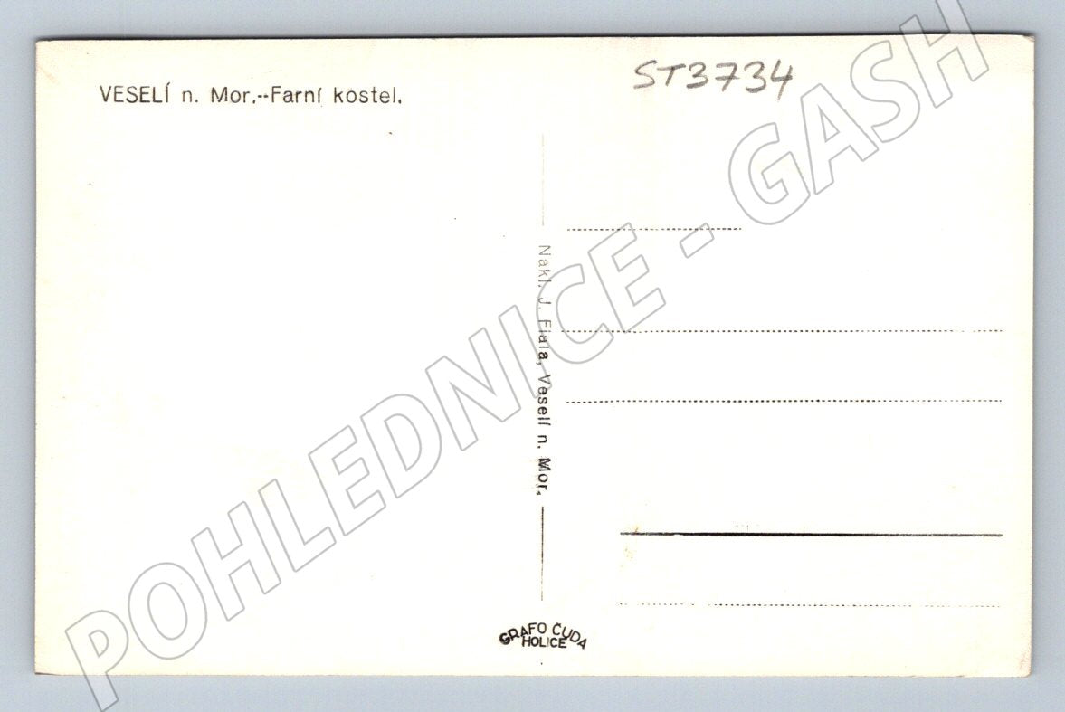 Postcard Veselí nad Moravou Parish Church (ST3734)