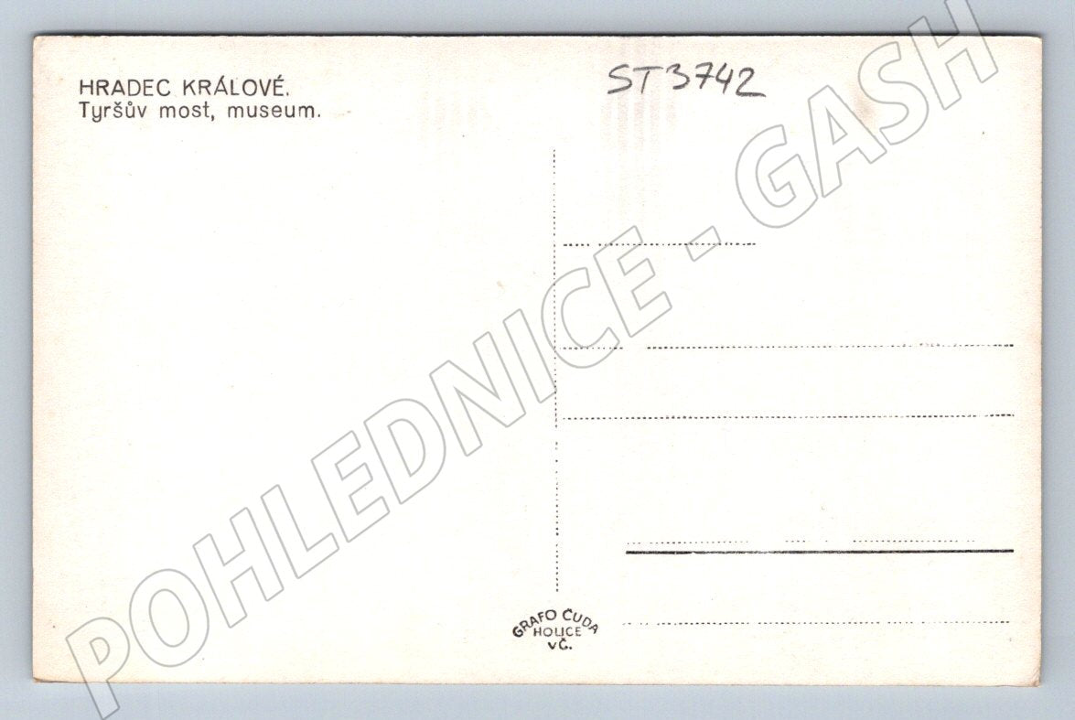 Postcard Hradec Králové Tyršův Bridge and Museum (ST3742)