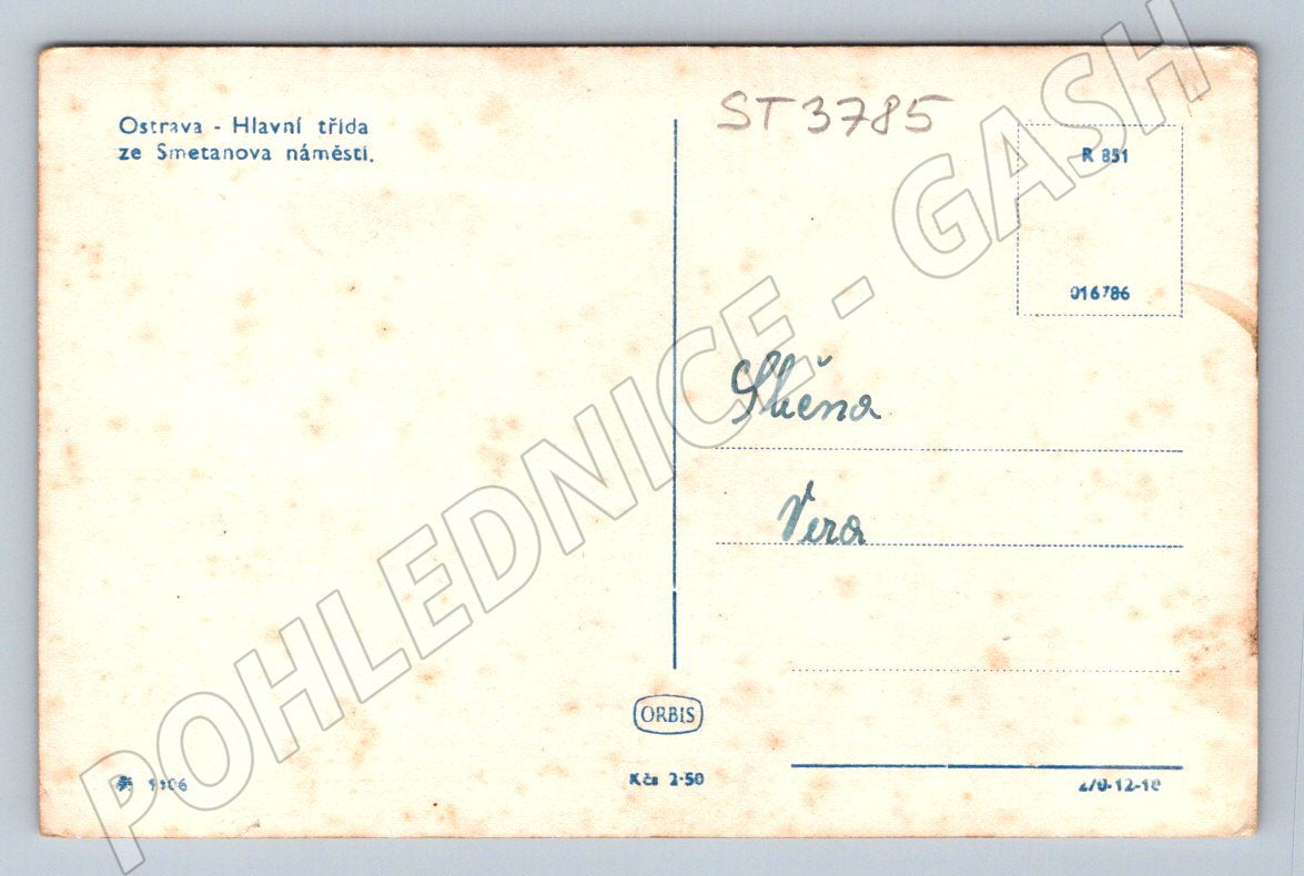 Pohlednice Ostrava hlavní třída Smetanovo náměstí (ST3785)