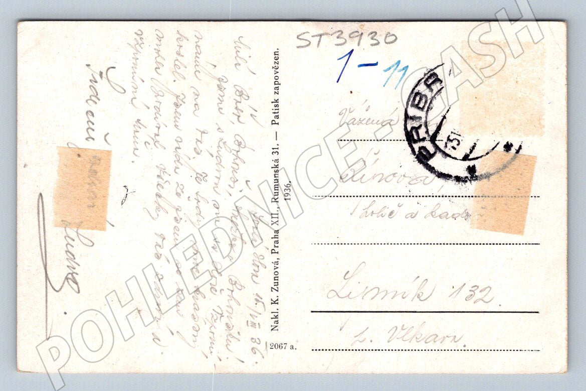 Postcard Svatá Hora near Příbram 1936 (ST3930)