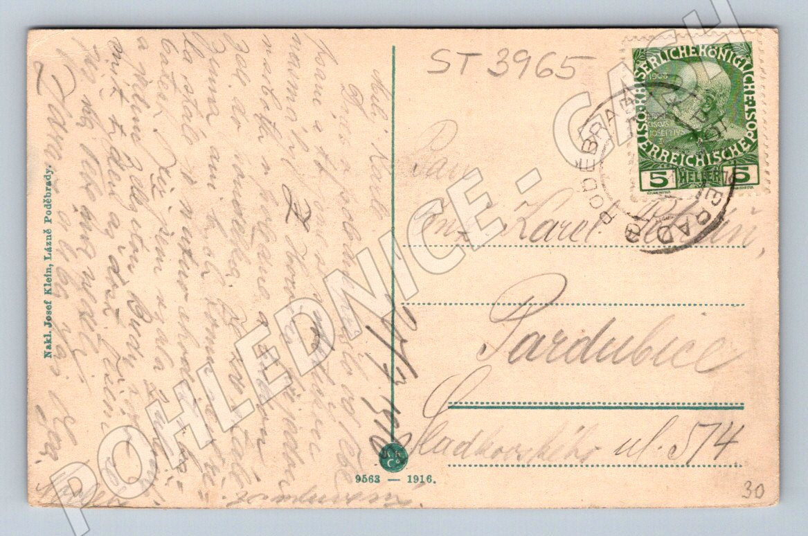 Postcard Poděbrady spa Austria Hungary (ST3965)