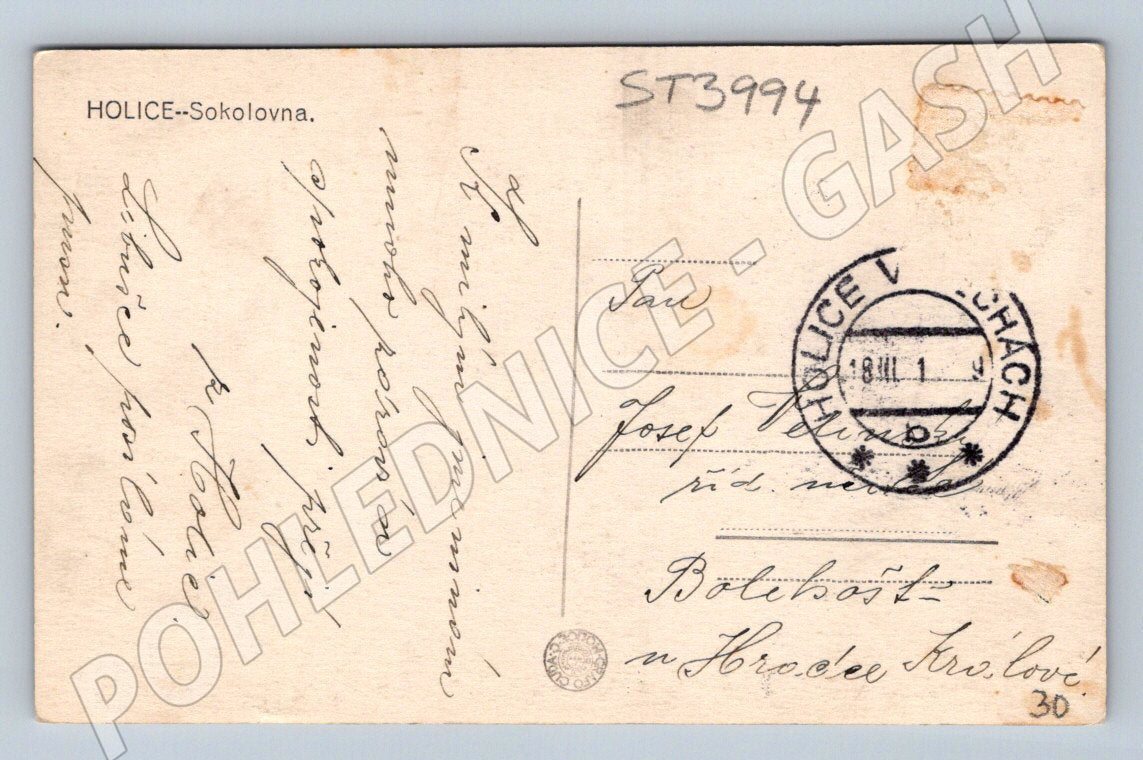 Postcard Holice Sokolovna 1931 (ST3994)