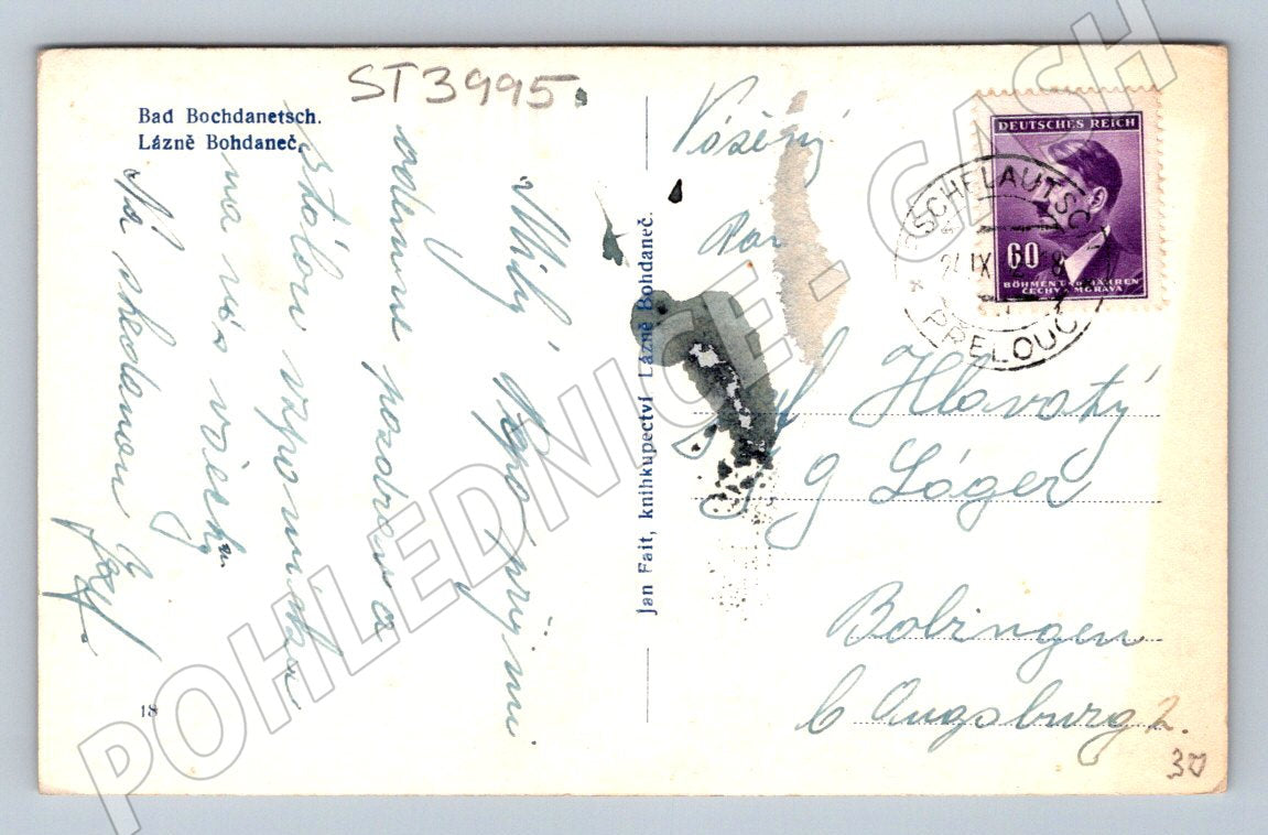 Postcard Spa Bohdaneč used (ST3995)