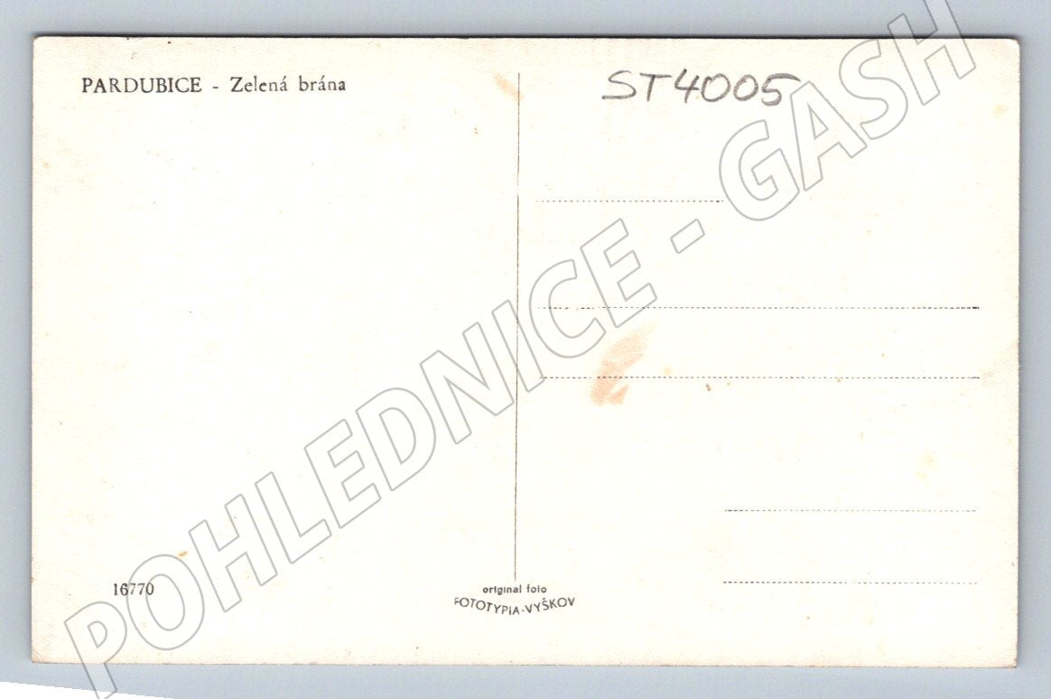 Postcard Pardubice Green Gate black and white (ST4005)