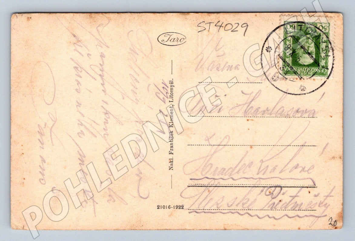 Postcard Litomyšl square sent by Czechoslovakia (ST4029)