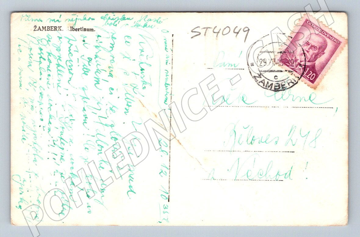 Postcard Žamberk bridge panorama 1953 (ST4049)