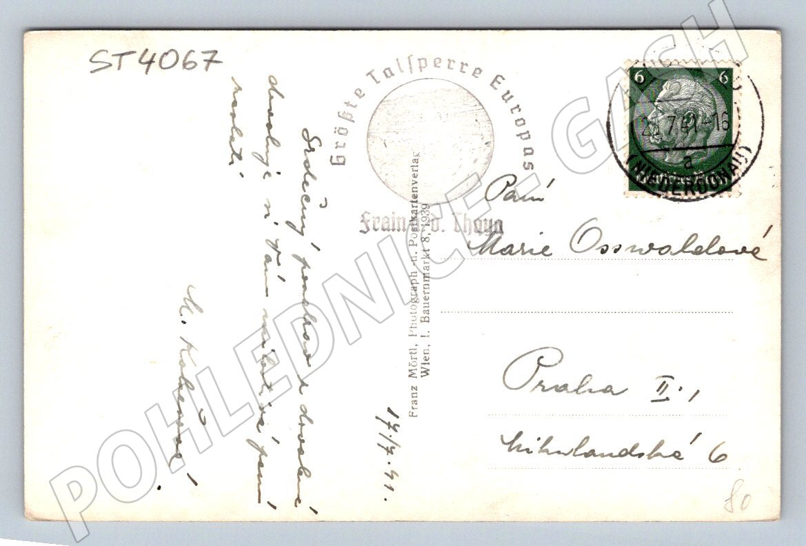 Postcard Vranov nad Dyjí castle and bridge (ST4067)