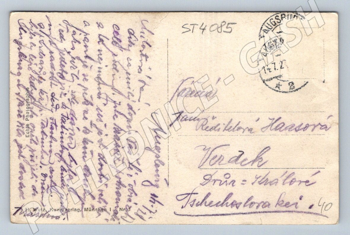 Pohlednice Augsburg Kaiserstraße 1921 (ST4085)