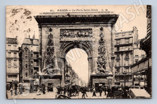 Pohlednice Paříž Porte Saint Denis 1913 (ST4127)