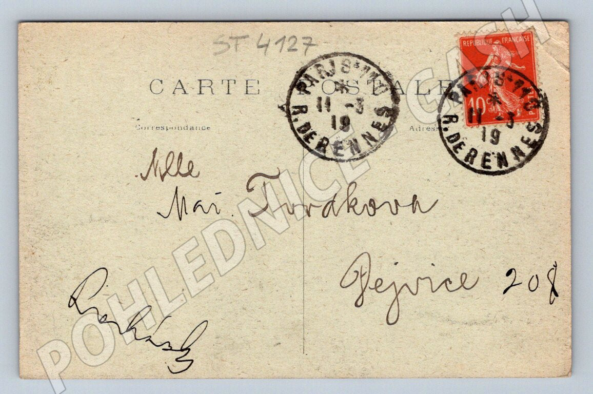 Pohlednice Paříž Porte Saint Denis 1913 (ST4127)