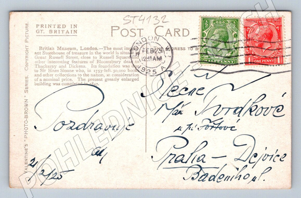 Pohlednice Londýn British Museum 1925 (ST4132)