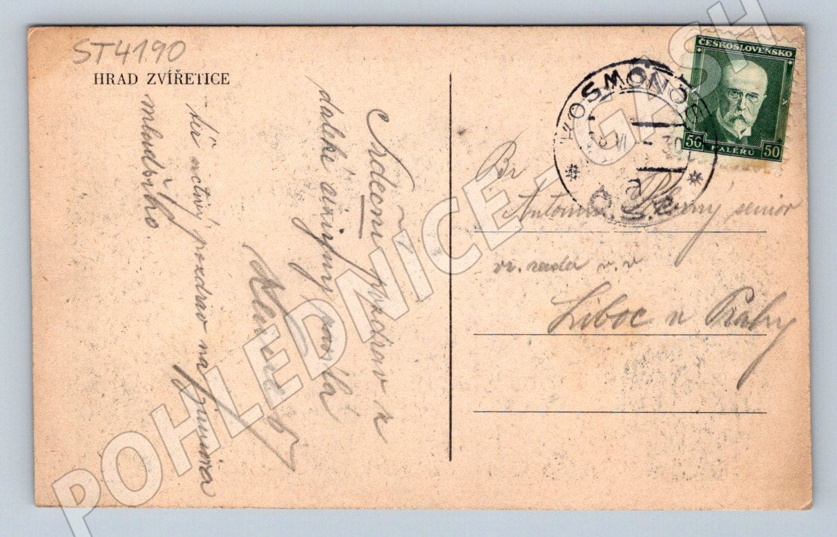 Postcard Zvířetice Castle 1930 (ST4190)