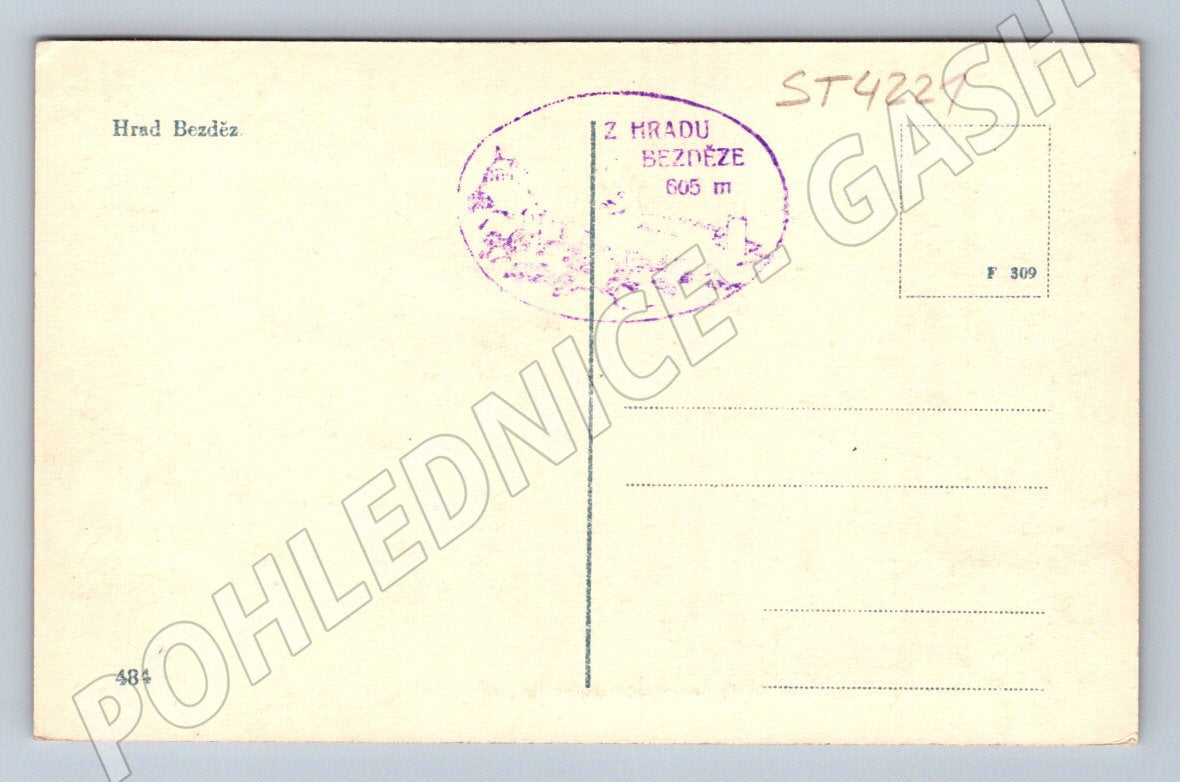 Pohlednice hrad Bezděz černobílá (ST4221)
