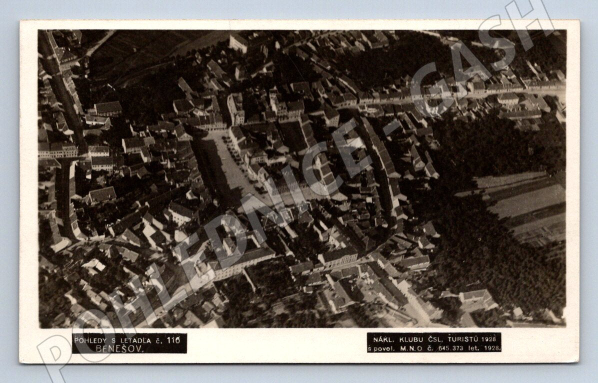 Pohlednice Benešov letecký pohled 1928 (ST4224)