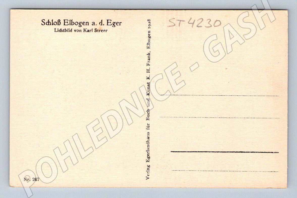 Postcard Loket Castle Karl Streer b/w (ST4230)