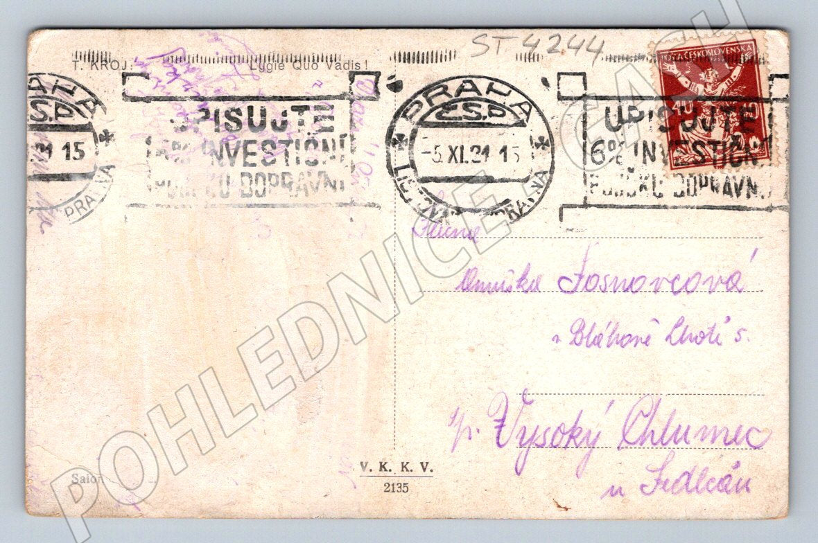 Postcard romantic couple Art Nouveau 1915 (ST4244)