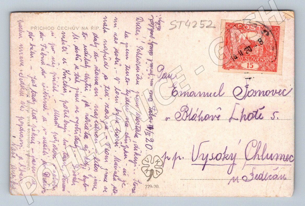 Postcard Arrival of the Czechs to Říp Jouni (ST4252)