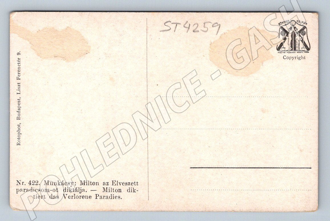 Pohlednice Munkácsy Milton Ztracený ráj (ST4259)