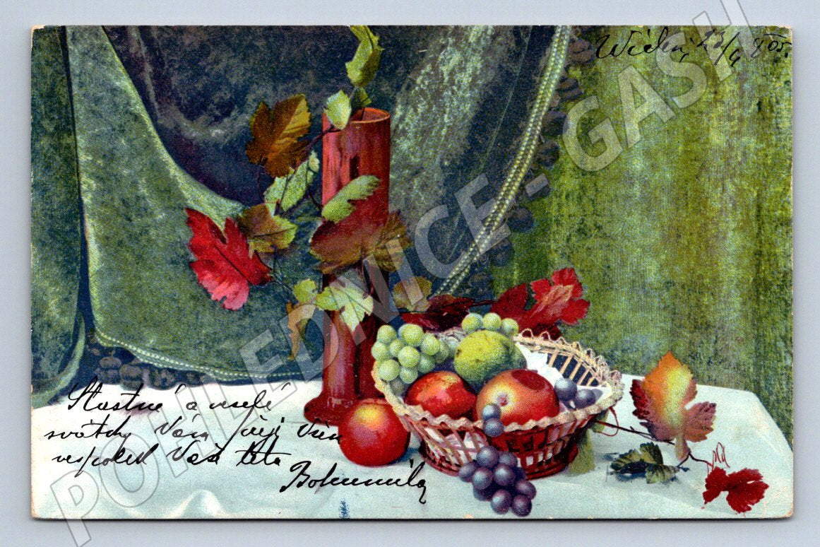 Pohlednice zátiší s ovocem 1905 (ST4279)