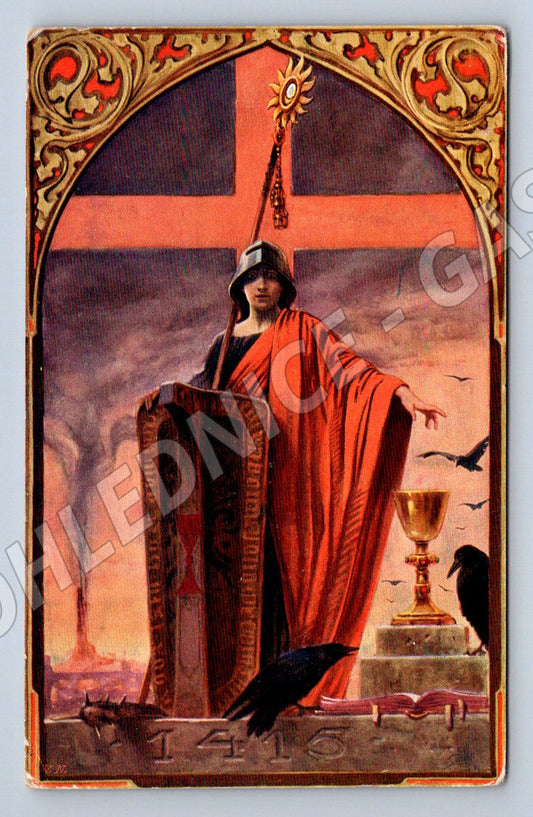 Pohlednice husitský motiv 1415 RU známka (ST4281)