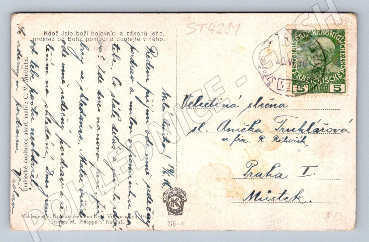 Pohlednice husitský motiv 1415 RU známka (ST4281)
