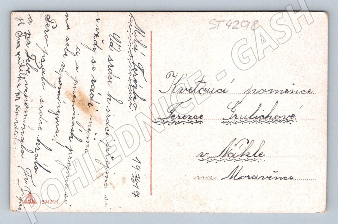 Postcard girl and swallows 1917 (ST4298)