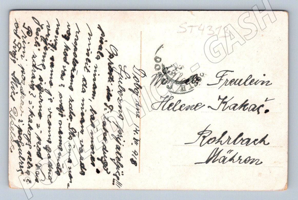 Postcard children with flowers and a swallow 1908 (ST4313)